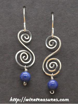 Fancy "S" Earrings with Lapis Beads
