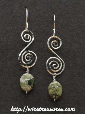 Fancy "S" Earrings with Rainforest Jasper Beads