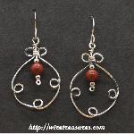 Fancy Box Beaded Earrings with Red Jasper Beads