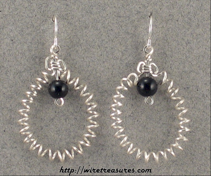 Curly Wire Earrings with Onyx Beads