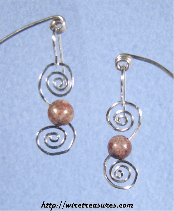 Double Swirl Leopardskin Jasper Bead Earrings
