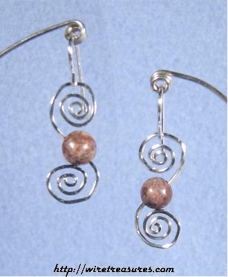Double Swirl Leopardskin Jasper Bead Earrings