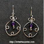 Fancy Box Beaded Earrings with Amethyst Beads