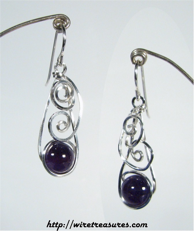 Swirly Amethyst Bead Earrings