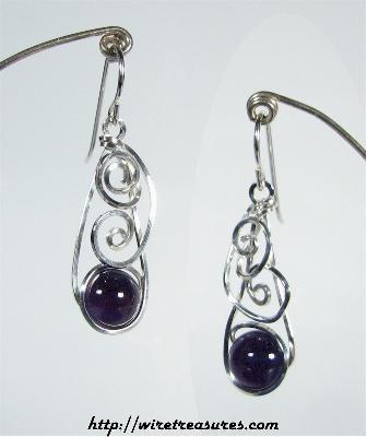 Swirly Amethyst Bead Earrings