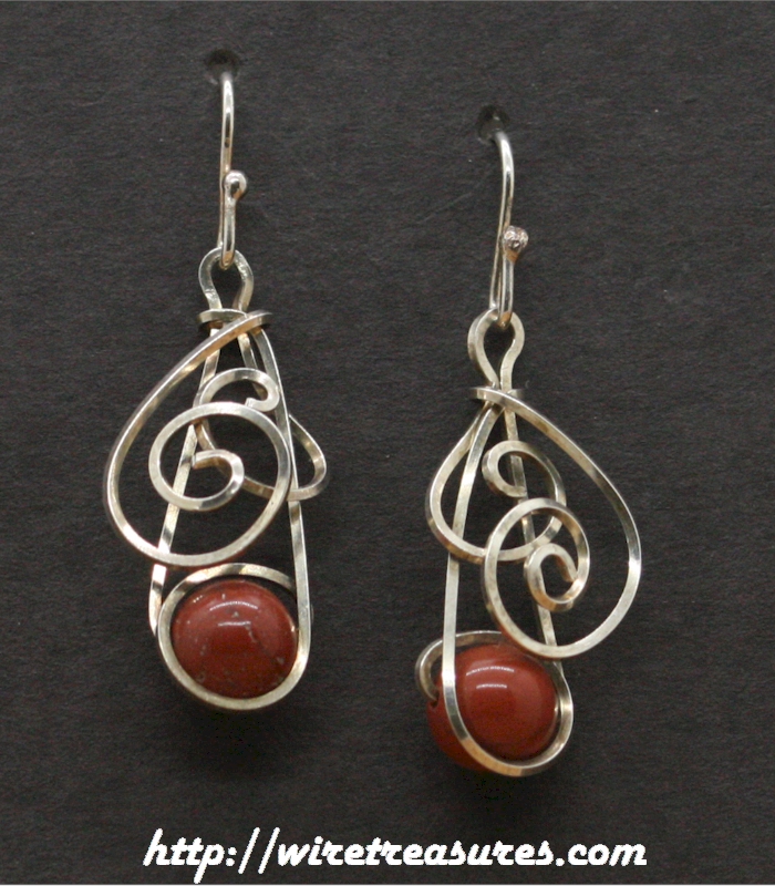 Swirly Red Jasper Bead Earrings