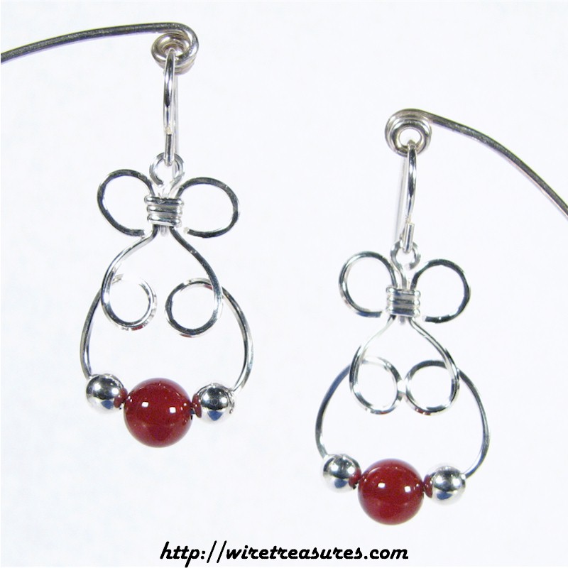 Bunny Earrings with Carnelian & Silver Beads