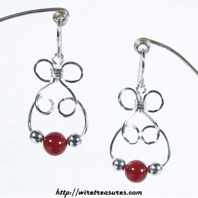 Bunny Earrings with Carnelian & Silver Beads