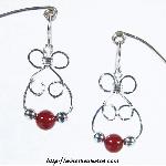 Bunny Earrings with Carnelian & Silver Beads