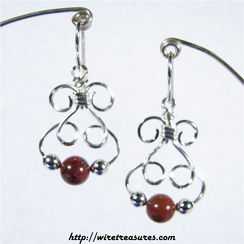 Bunny Earrings with Red Jasper & Silver Beads