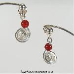 Curly Wire Earrings with Carnelian Bead