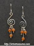 "G-Clef" Earrings with Triple Carnelian Beads