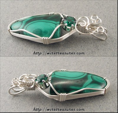 Malachite Pendant with Simulated Emerald Faceted Stone
