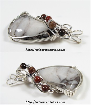 Quartz Pendant with Poppy Jasper Beads