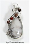 Quartz Pendant with Poppy Jasper Beads