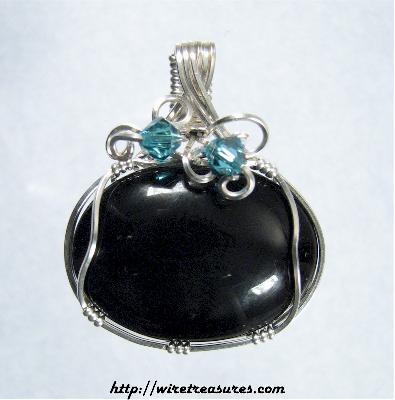 Onyx Pendant with Swarovski Crystals