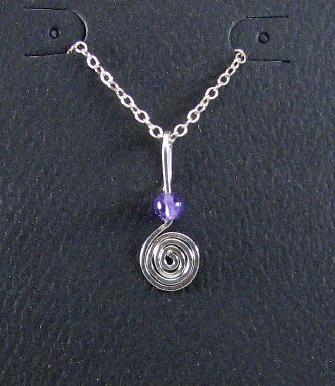 Curl with Amethyst Bead Pendant
