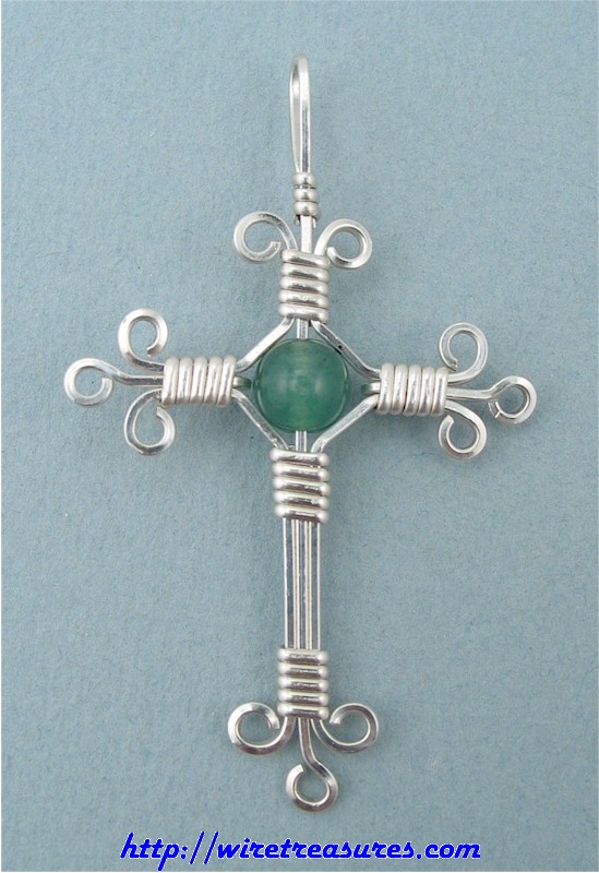 Aventurine Bead Cross Pendant
