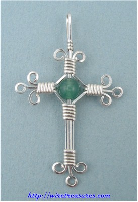 Aventurine Bead Cross Pendant