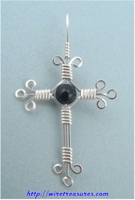 Onyx Bead Cross Pendant