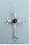 Onyx Bead Cross Pendant