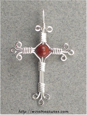 Red Jasper Bead Cross Pendant