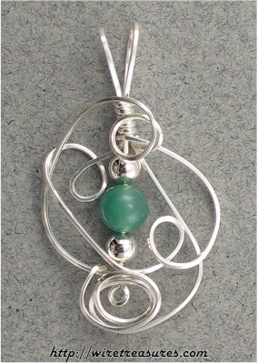 Sculpted Wire Pendant with Aventurine Bead