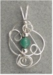 Sculpted Wire Pendant with Aventurine Bead
