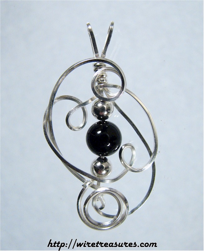 Sculpted Wire Pendant with Onyx Bead