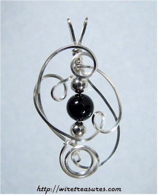 Sculpted Wire Pendant with Onyx Bead